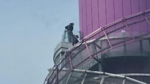 Youths on top of the Redcar Beacon