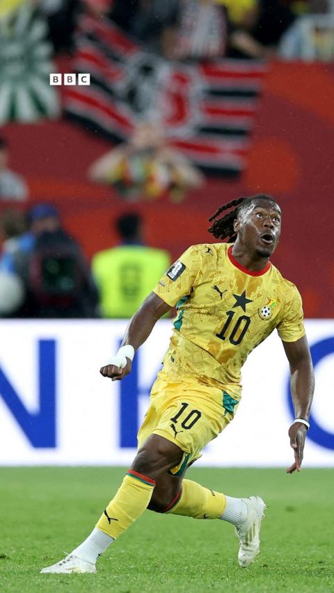 A man in a yellow football kit, on a green pitch with a red flag in the background.