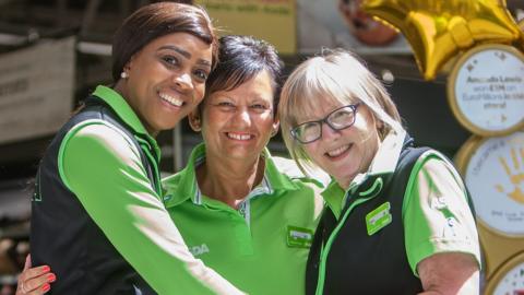 Amanda Lewis, centre. with Asda colleagues