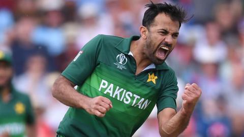 Wahab Riaz in action for Pakistan