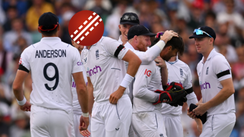 An England bowler with his face hidden