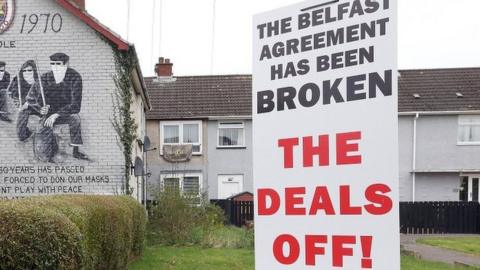 A mural claiming the Belfast (Good Friday) Agreement has been broken by the Northern Ireland Protocol