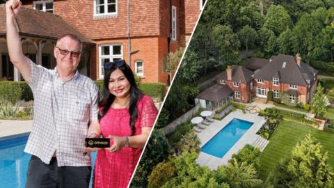 David Roper and his wife Janny and a picture of their new home