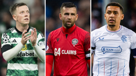 Celtic captain Callum McGregor, Motherwell's Liam Kelly and Rangers' James Tavernier