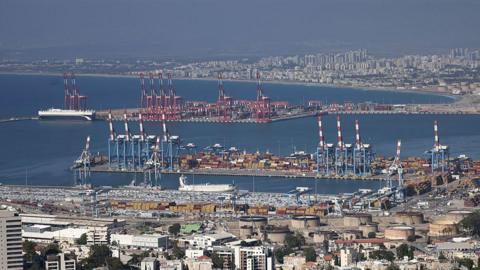 File photo showing the Israeli city of Haifa and its port (15 June 2025)