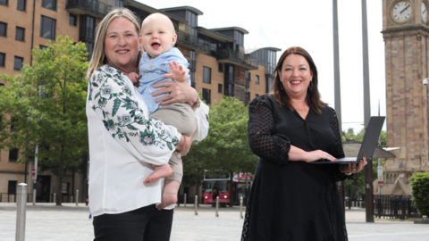 Roseann Kelly and Tina McKenzie with baby Darragh Quinn