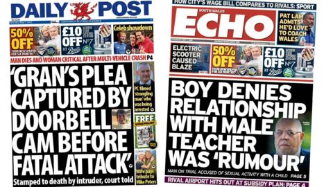 Front page of Daily Post and South Wales Echo