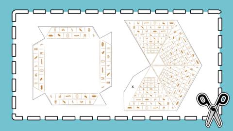 Outline diagram of pyramid design, to be cut out and constructed.