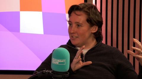 Mhairi Black on the set of The Saturday Show