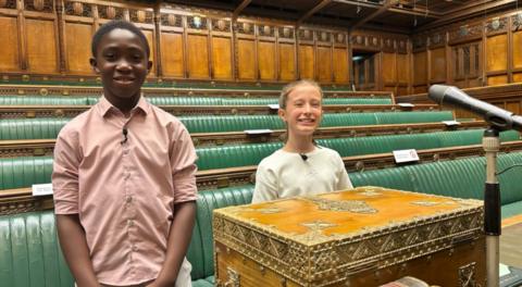 Chimaobi and Lily in the House of Commons