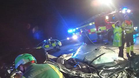 Emergency services at the scene of the crash on the A1