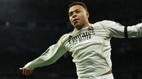 Kylian Mbappe celebrates a goal