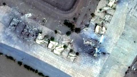 sat pic of destroyed shelters, Hudaydah