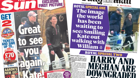 Front pages of the Sun and Daily Mail
