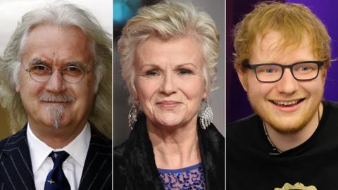 Billy Connolly, Julie Walters and Ed Sheeran