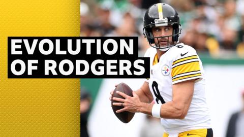 Aaron Rodgers prepares to throw for the Pittsburgh Steelers.