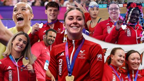 Wales athletes with their medals 
