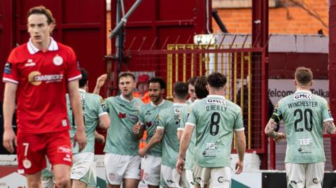 Barry Cotter celebrates giving Derry City the lead at Tolka Park 