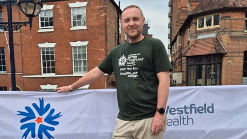 PC Daniel Bird stood at the British Transplant Games in Nottingham