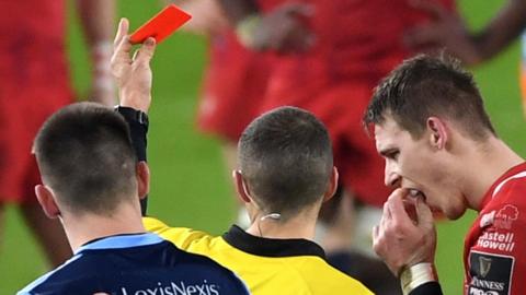 Scarlets Liam Williams was sent off against Cardiff Blues in the Pro14 in January