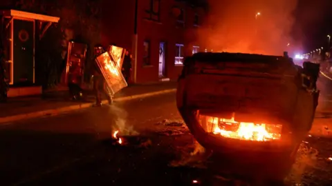 Burning car in Ballymena