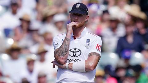 Ben Stokes looks dejected 