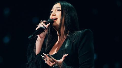 Yuval Raphael performs at the Eurovision Song Contest