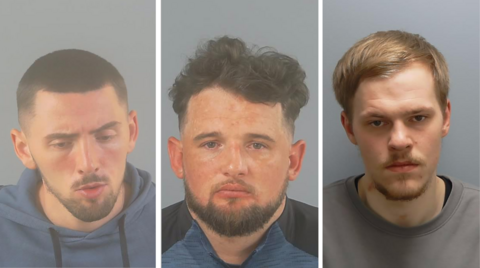 Custody pictures of Ben Cross, George Berry and Bradley Paddick