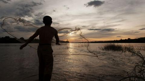 Man fishing in Cambodia