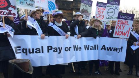 women at equal pay march in Glasgow