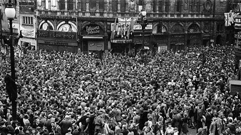 Piccadilly Circus on VE Day