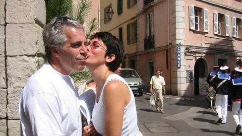 Ghislaine Maxwell plants a kiss on Jeffrey Epstein's cheek