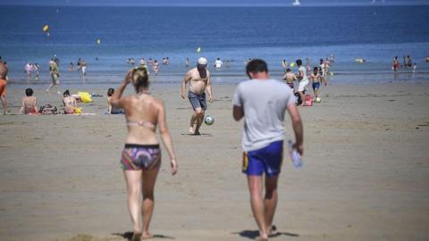 couple walking on beach