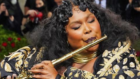 File image of Lizzo playing a flute