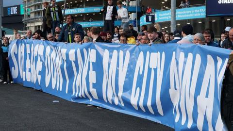 Man City fans' protest outside Etihad Stadium