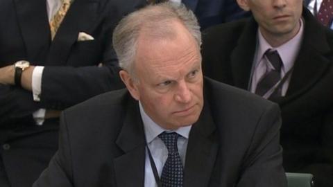 Post Office boss Nick Read appearing before a Business Select Committee earlier this year wearing a suit and tie