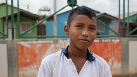 Marcelo Jesus Gouriyú, a 13-year-old Venezuelan pupil who attends school in Colombia