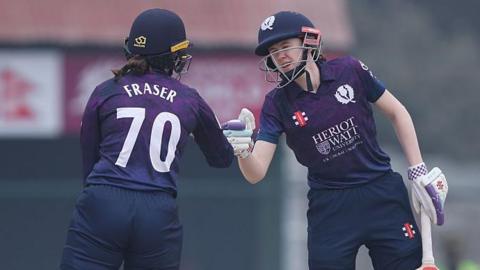Scotland's Katherine Fraser and Sarah Bryce celebrate