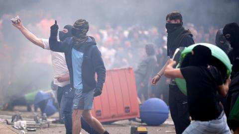 Protesters riot in Rotherham