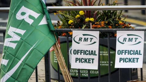 RMT union flag and picket