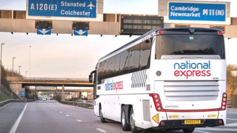 National Express bus on the motorway
