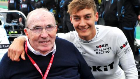 Sir Frank Williams and George Russell