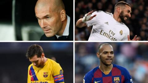 Zinedine Zidane, Karim Benzema, Lionel Messi, Martin Braithwaite