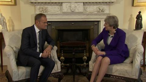 Donald Tusk and Theresa May at Downing Street