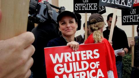 Actress Julia Louis-Dreyfus on the picket line