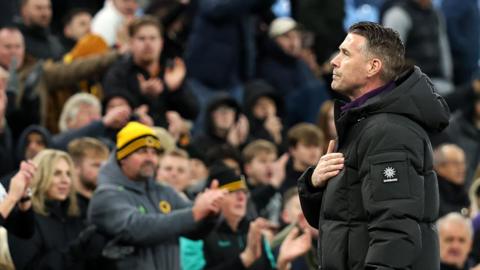 Rob Edwards salutes the Wolves fans