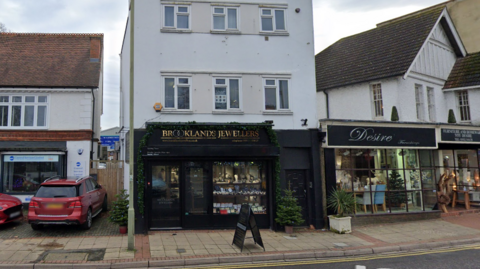 An exterior shot of the shop frontage of Brooklands Jewellers in West Byfleet