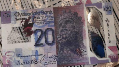 A counterfeit Clydesdale £20 note