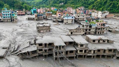 Mud covered buildings in Nepal