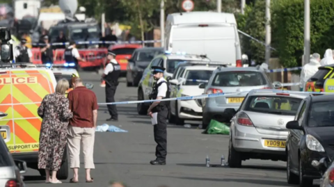 The police cordon in Southport following the attack. 
